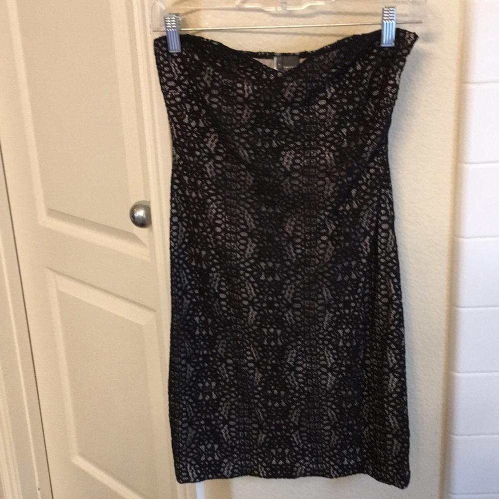 Black lace strapless dress - Size S